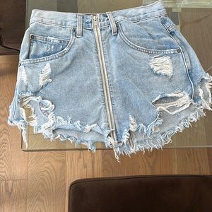 LF ripped short jean skirt lightly worn